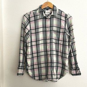 J. Crew Classic Fit Plaid Shirt Double Faced Cotton Mint Tartan Size 6
